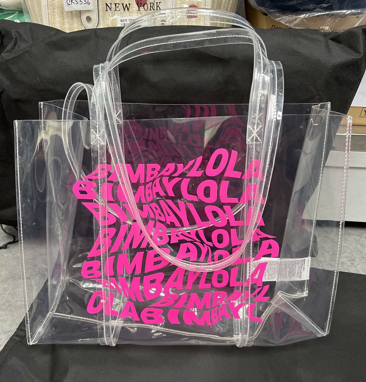 [S] BIMBAY CLEAR TOTE BAG WITH PINK LOGO PRINT, 8445394035214 (SBY94)