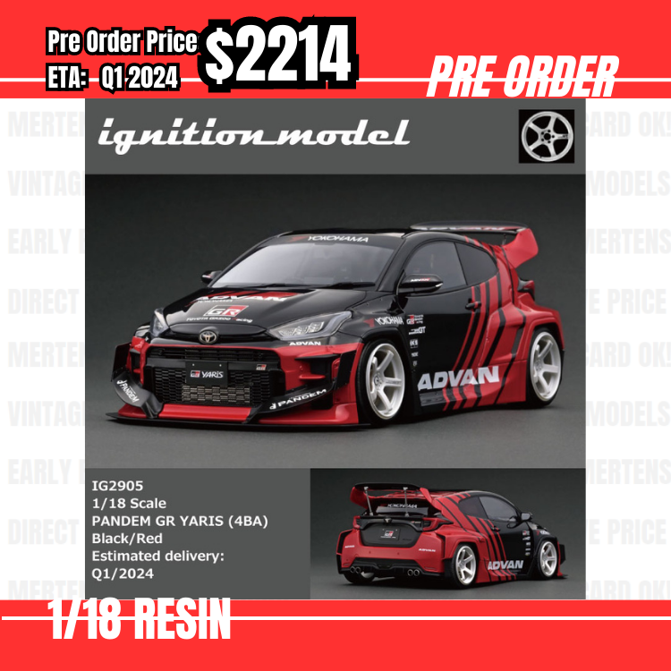 PO-$2214 * Ignition Model * 1:18 IG2905 PANDEM GR YARIS (4BA) Black/Red [06/07]