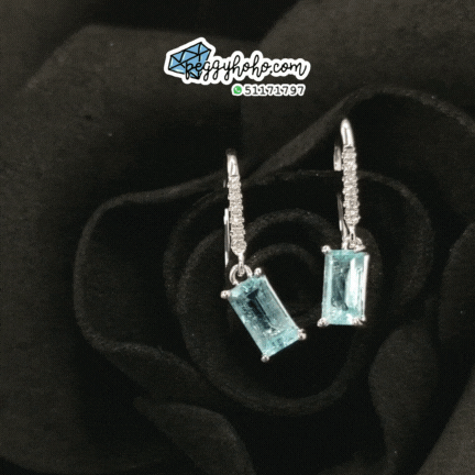 18K White Gold 0.82ct Paraiba and Diamond Drop Earrings