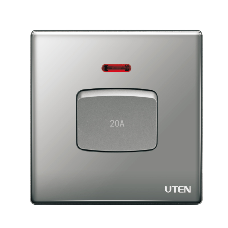 UTEN Z9 20A雙機開關連LED指示燈(灰色/金色)