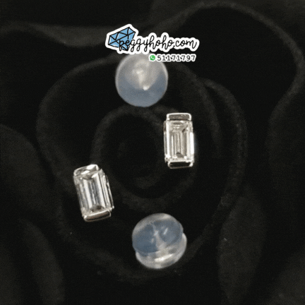 全新18K白金【主石44份方形鑽石】耳環