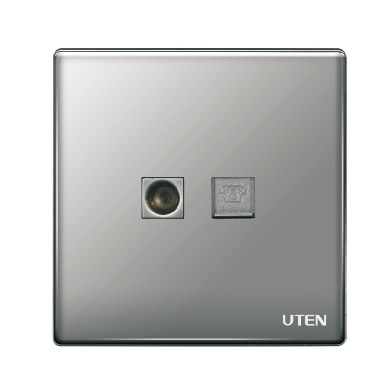 UTEN Z9 電視電話插座(灰色/金色)