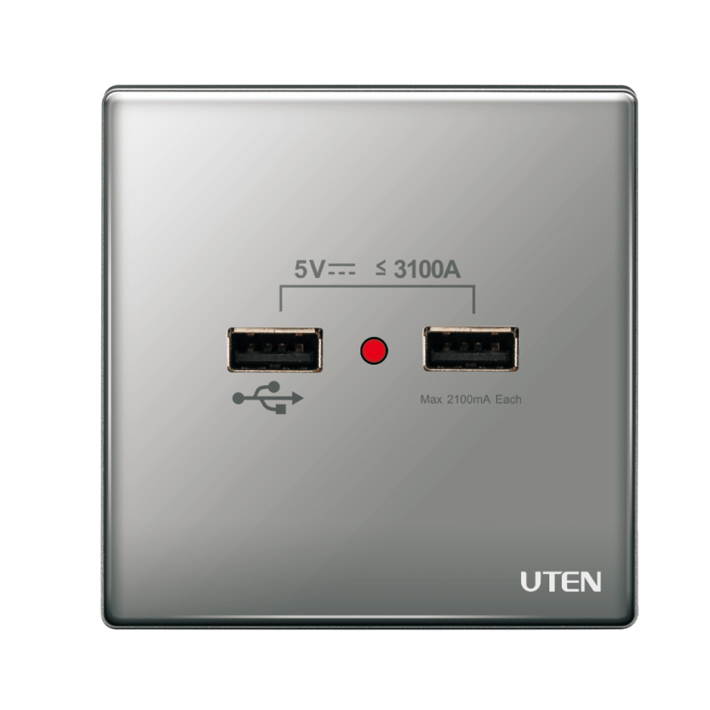 UTEN Z9 USB＋HDMI插座(灰色/金色)
