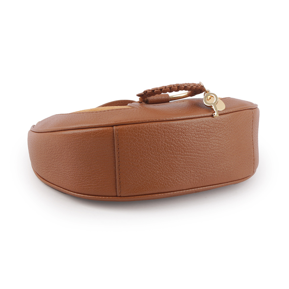 【SEE BY CHLOE】Hana 羊皮拼麂皮半月肩背包(棕色) CHS23ASC17D87242