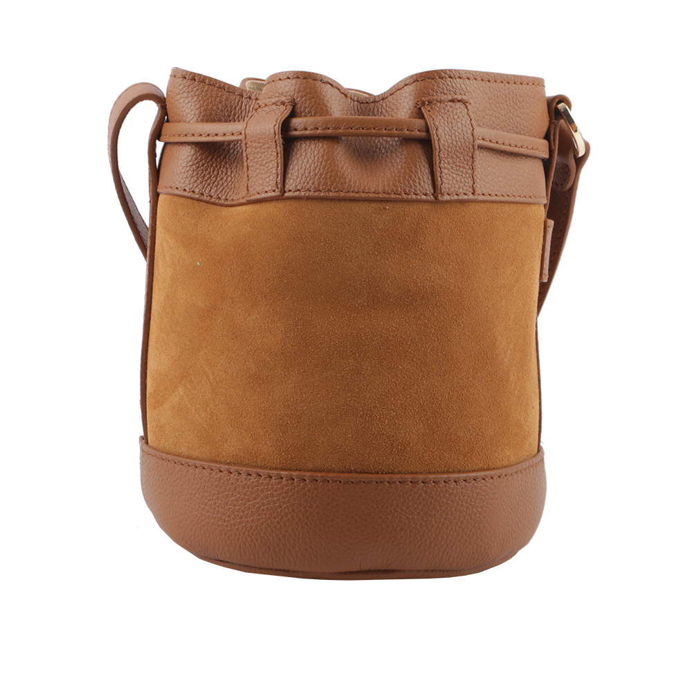 【SEE BY CHLOE】VICKI 山羊皮拼麂皮小款水桶包(棕色) CHS23ASC13330242