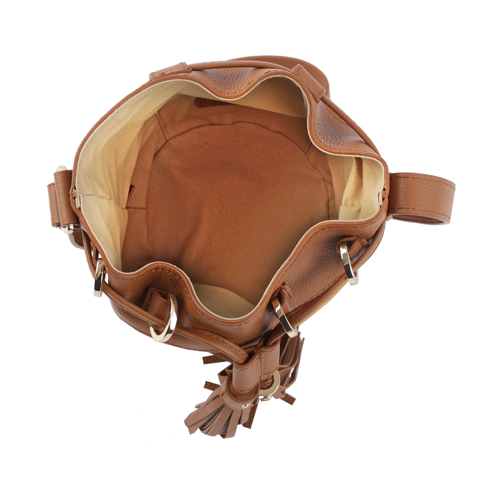 【SEE BY CHLOE】VICKI 山羊皮拼麂皮小款水桶包(棕色) CHS23ASC13330242