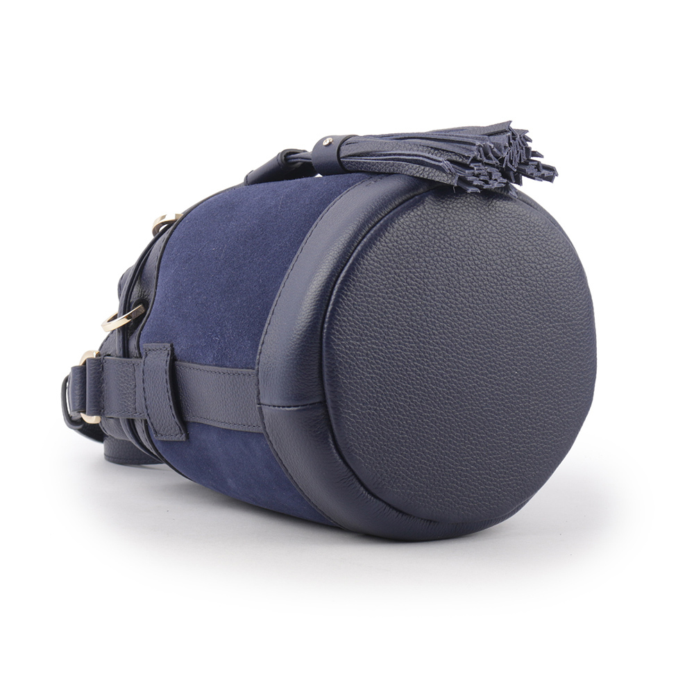 【SEE BY CHLOE】VICKI 山羊皮拼麂皮小款水桶包(午夜藍) CHS23ASC1333048C