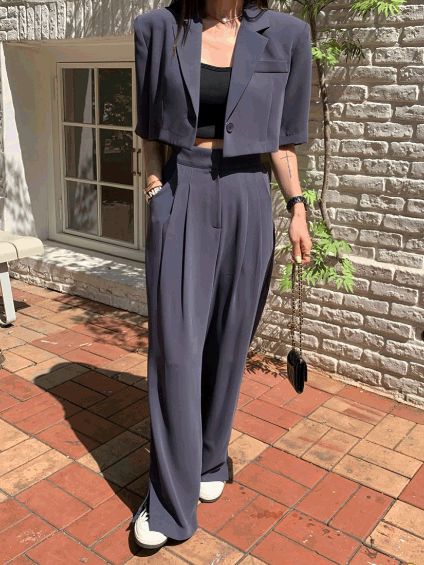 [現貨]短版西裝套裝 [ 2色 / Free ]