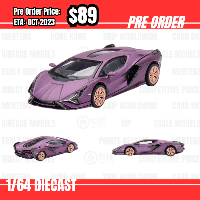 PO-$89 * Mini GT * 1:64 #588 Lamborghini Sián FKP 37 Matte Viola SE30 LHD  - HK Exclusive [06/07]