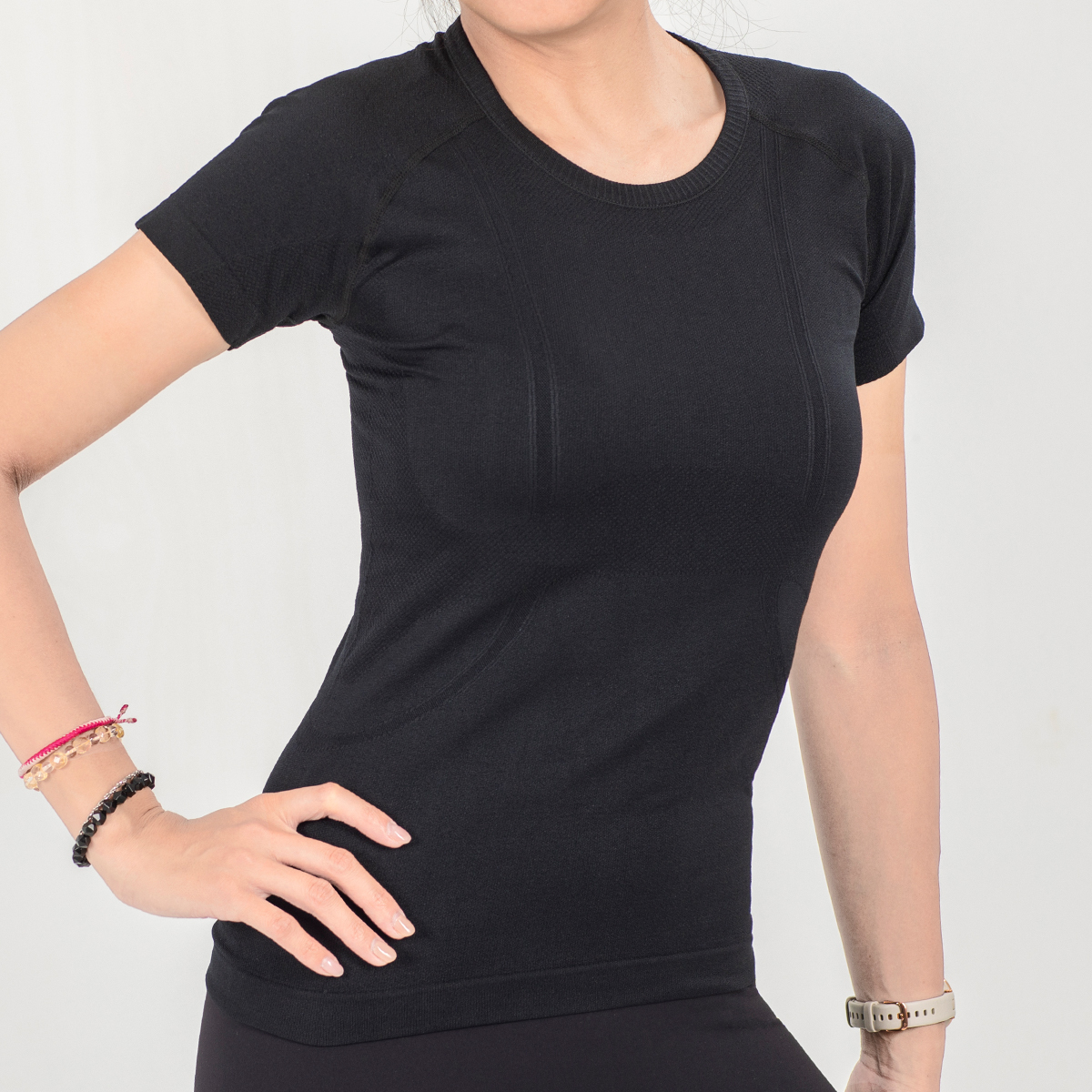 休閒針織短袖上衣 黑