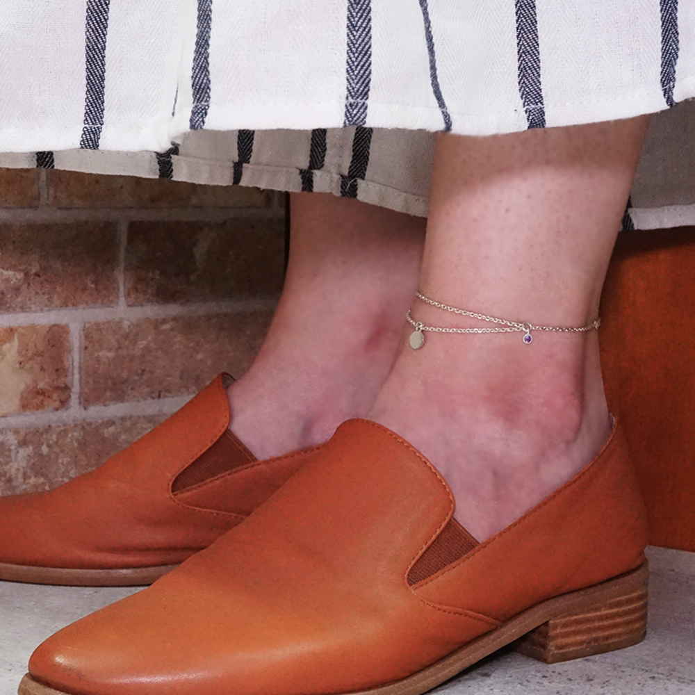 曙光 腳踝鍊 雙層設計 雷射刻字 925純銀女生腳鍊