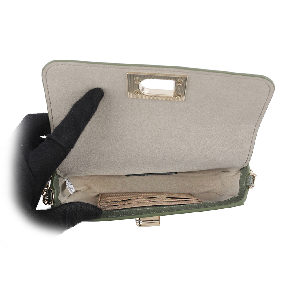 【FURLA】1927 拱門轉釦迷你鏈帶手拿/斜背包(仙人掌綠) WE00265 ARE000 0J000