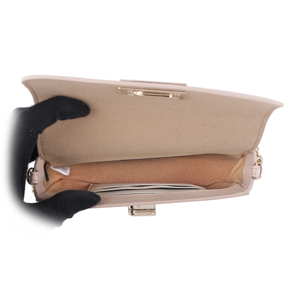 【FURLA】1927 拱門轉釦迷你鏈帶手拿/斜背包(芭蕾粉) WE00265 ARE000 B4L00