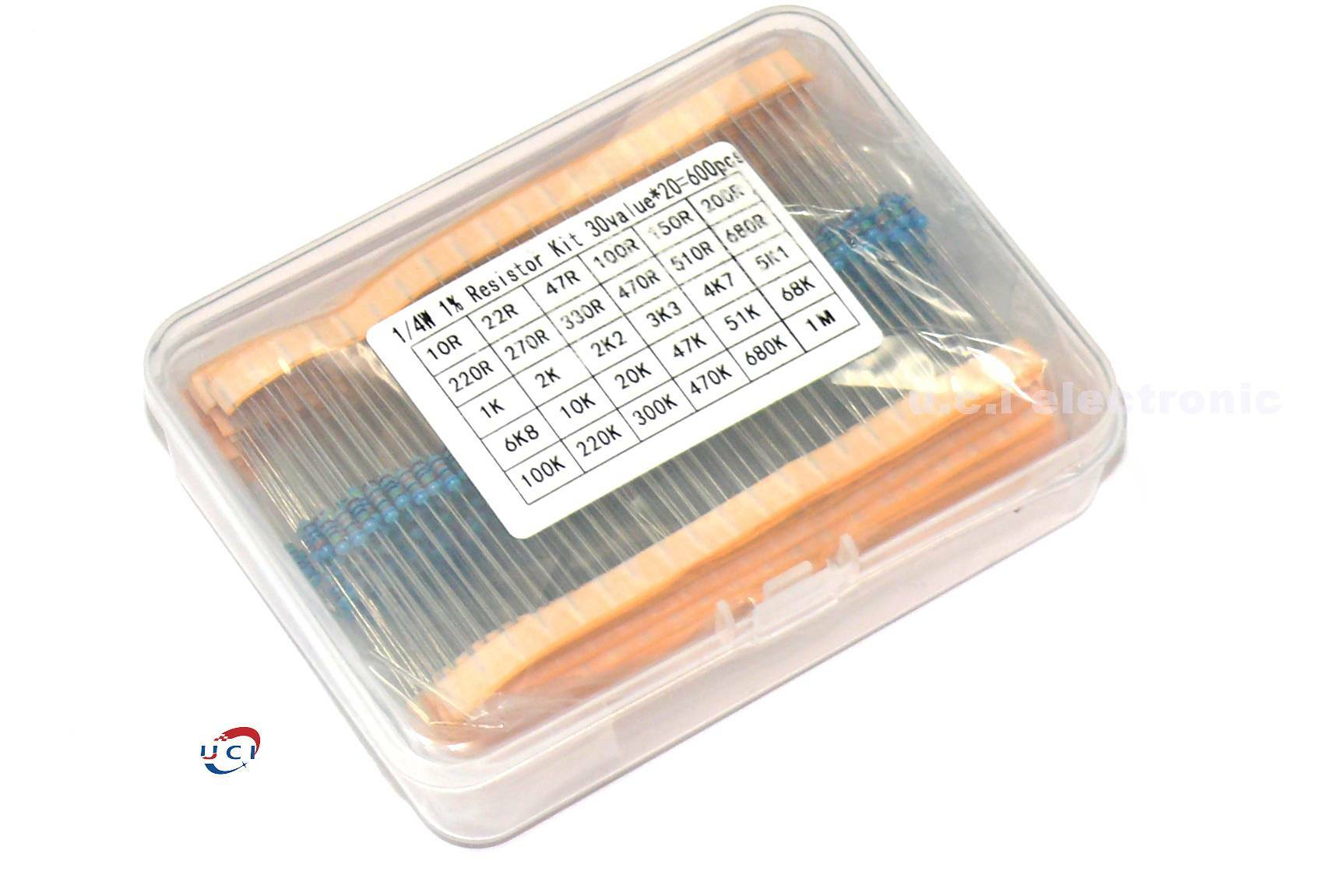 【UCI電子】(中上)  1/4w金屬膜電阻包 1%精密度 30種阻值維修常用電阻包分類盒裝套件 電阻