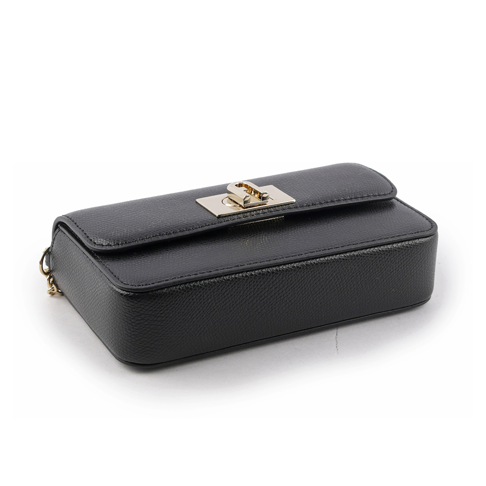 【FURLA】1927 拱門轉釦迷你鏈帶手拿/斜背包(黑色) WE00265 ARE000 O6000