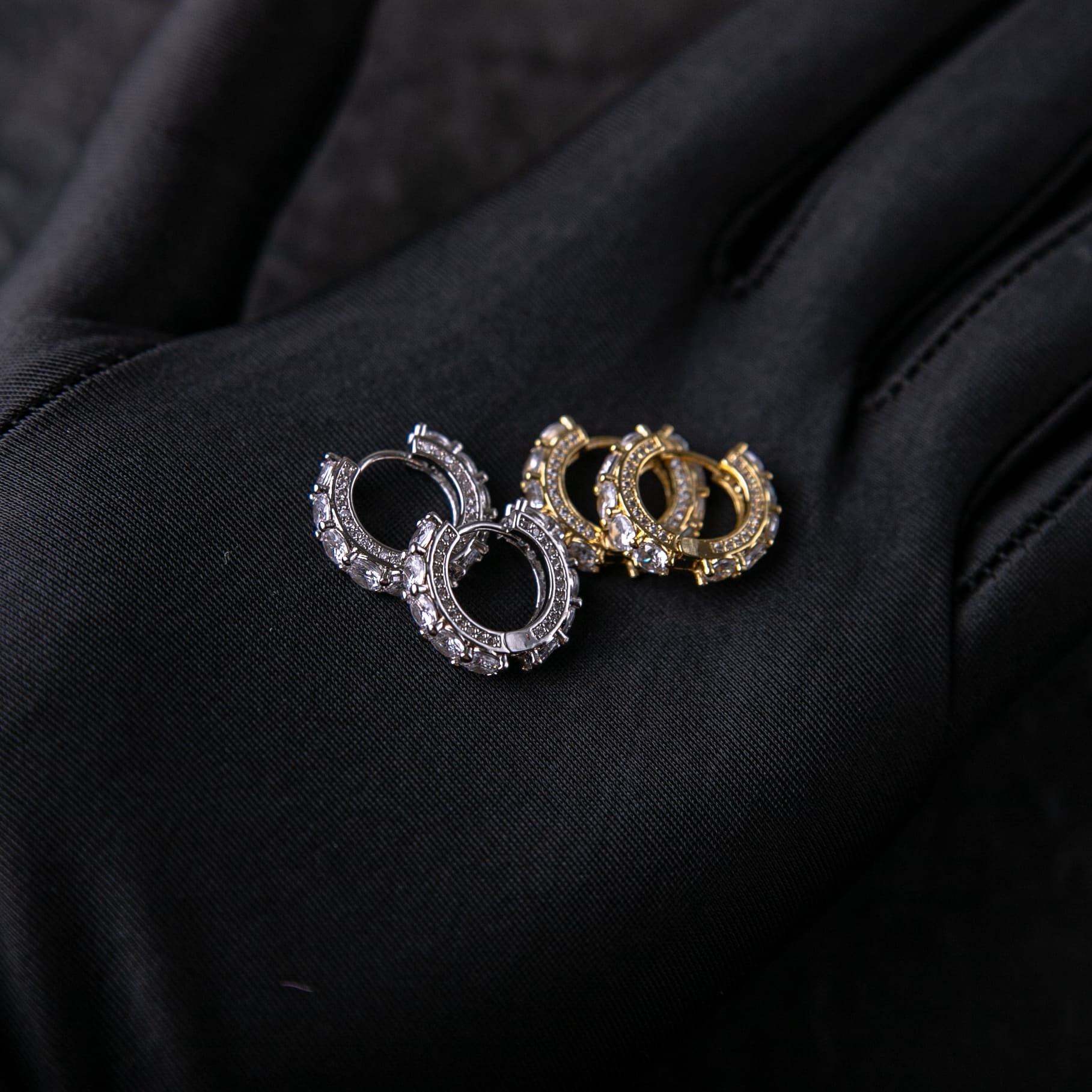 三排鑽圈式耳環