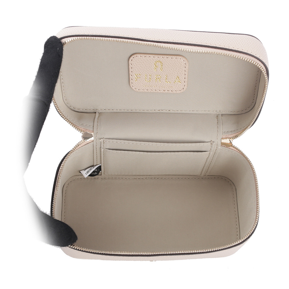 【FURLA】Camelia 素面皮革手提/斜背迷你化妝包(芭蕾粉) WE00361 ARE000 B4L00