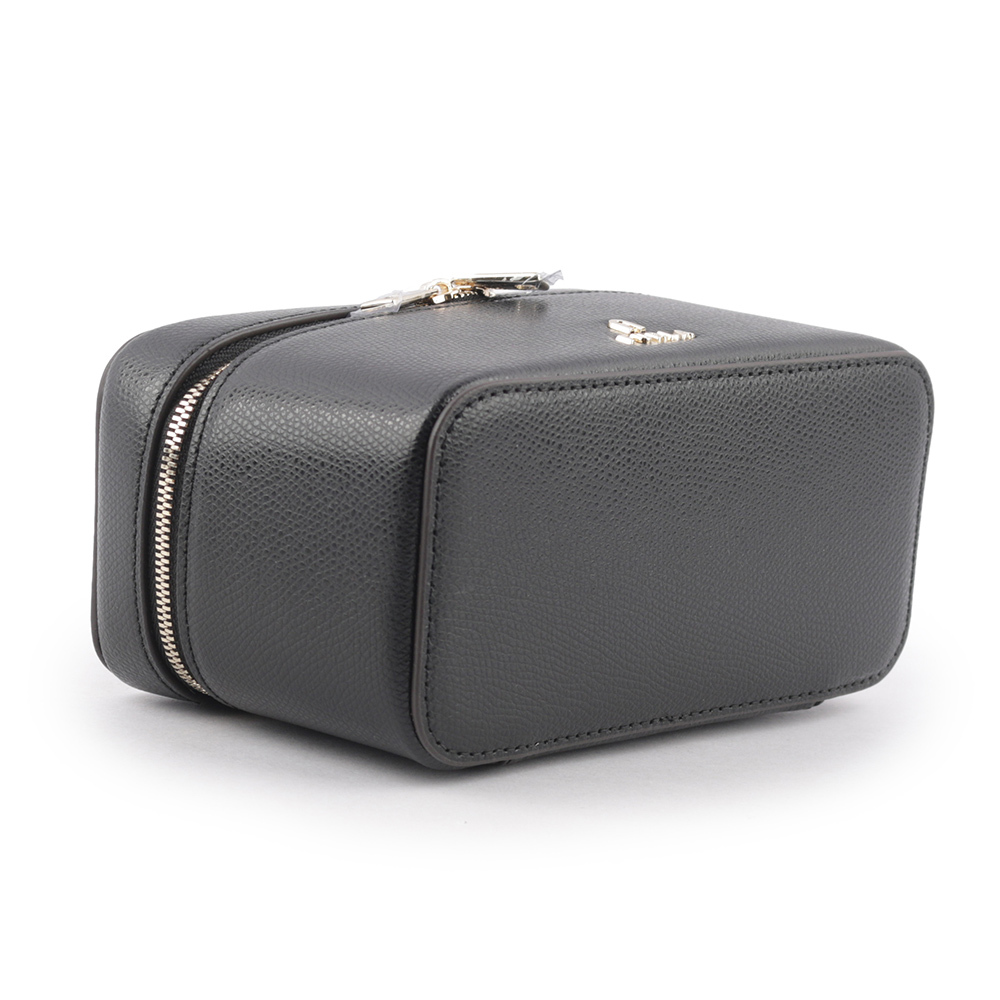 【FURLA】Camelia 素面皮革手提/斜背迷你化妝包(黑色) WE00361 ARE000 O6000