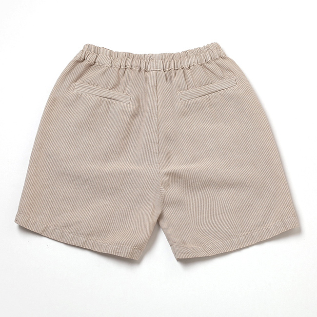 PIPPY 休閒風棉麻鬆緊腰圍短褲 卡其