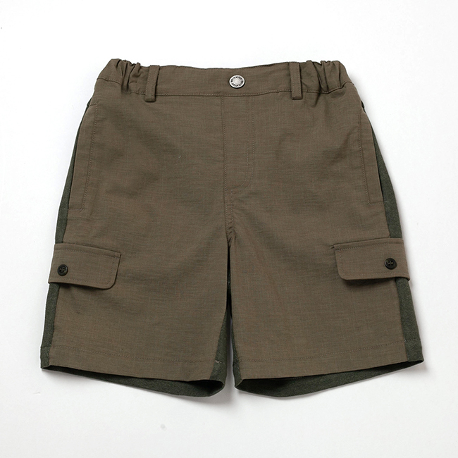 PIPPY 跳色剪接鬆緊腰圍彈性棉短褲 綠