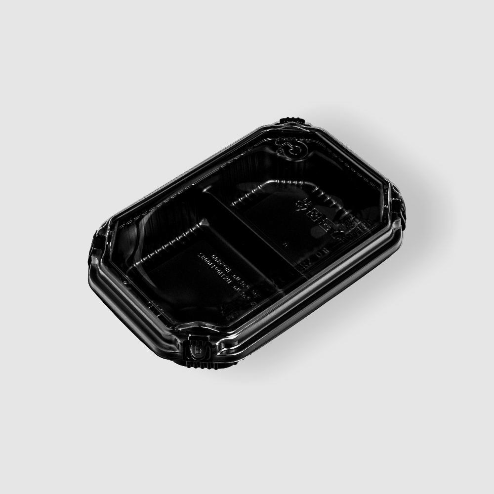 自扣塑膠便當盒 二分格 600ml 瑞力扣