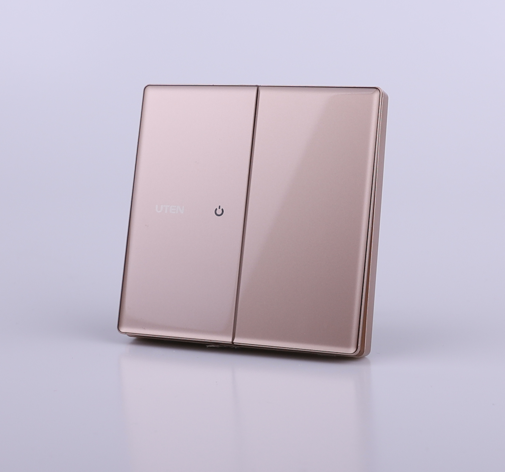UTEN Z9 兩位雙控連LED指示燈開關(灰色/金色)