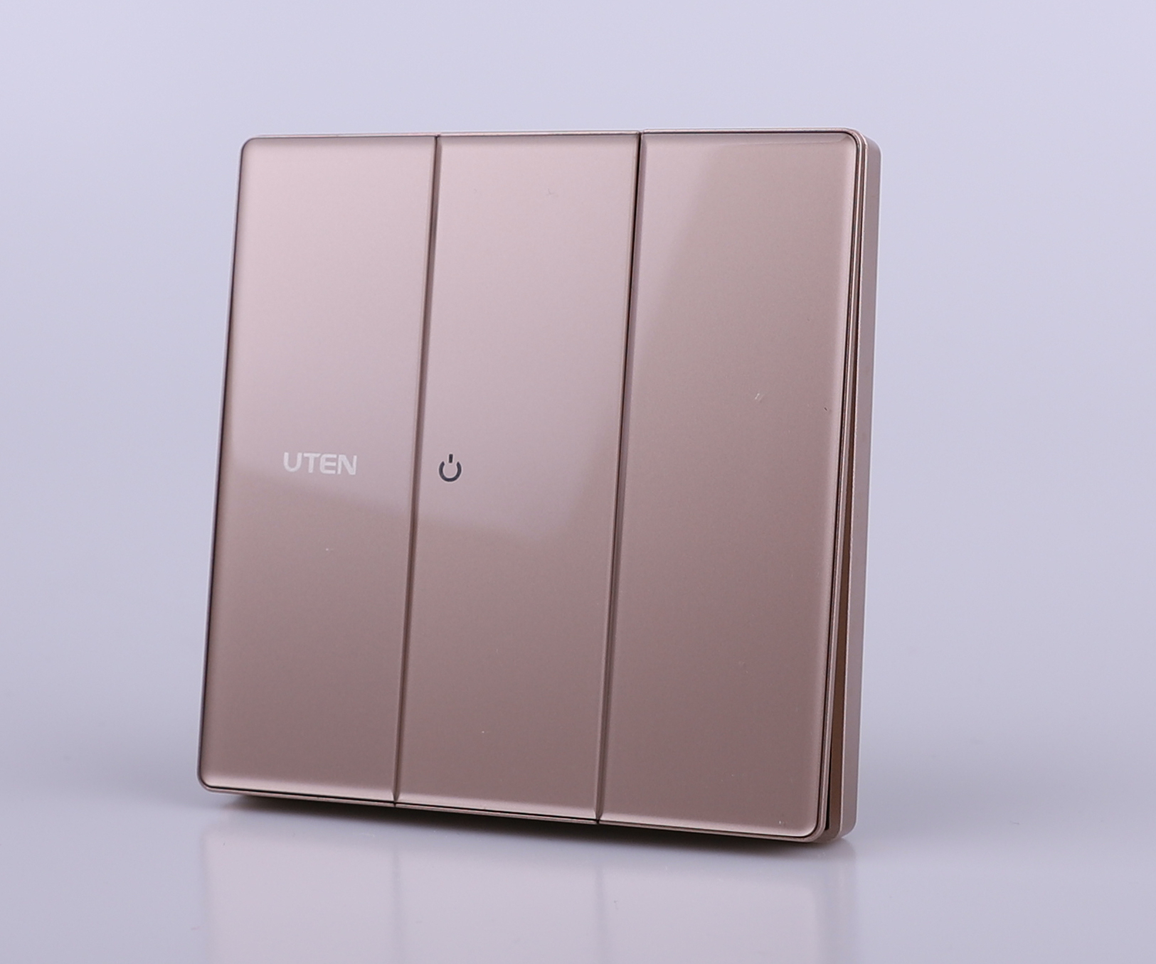 UTEN Z9 三位雙控連LED指示燈開關(灰色/金色)
