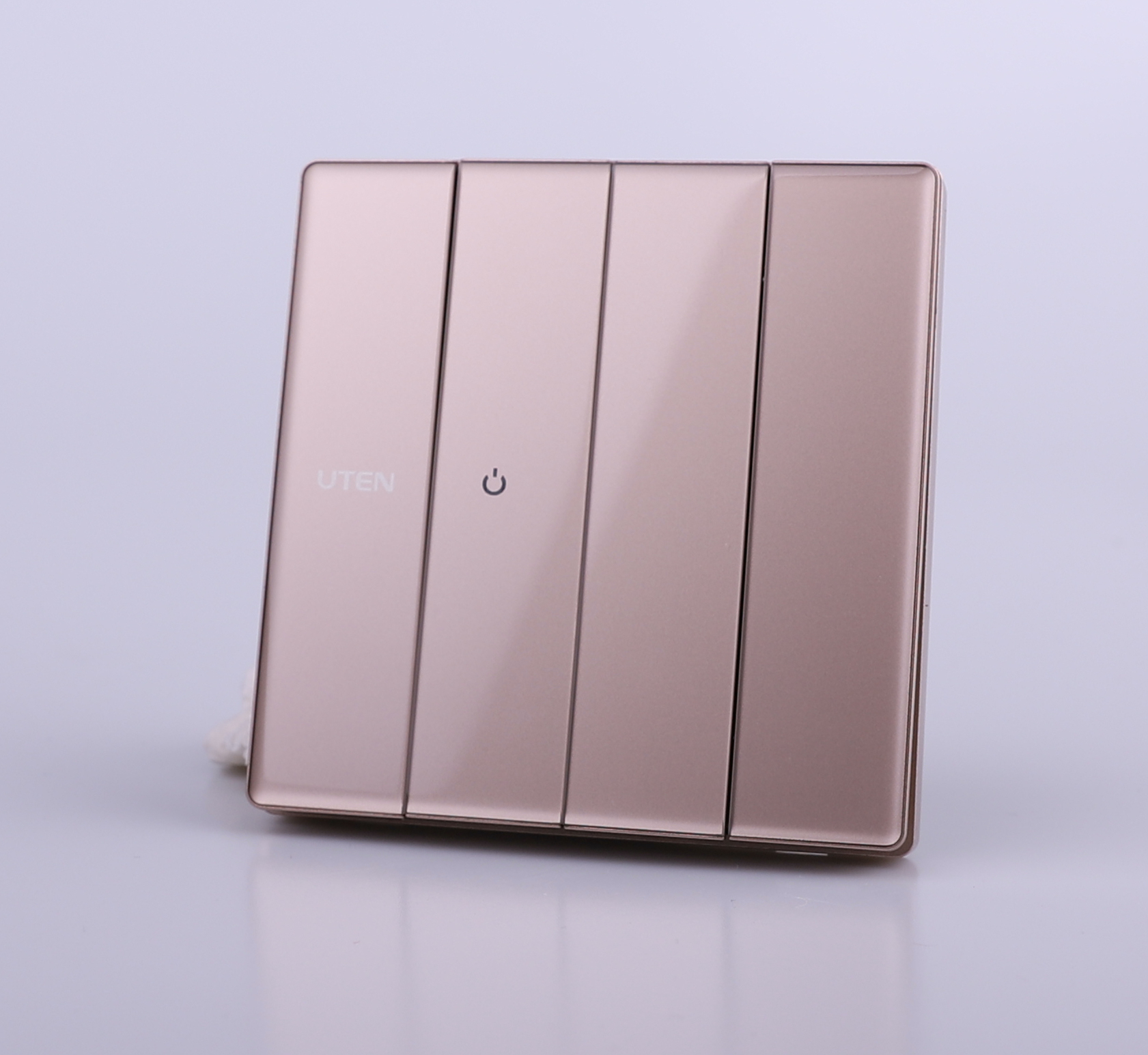 UTEN Z9 四位雙控連LED指示燈開關(灰色/金色)
