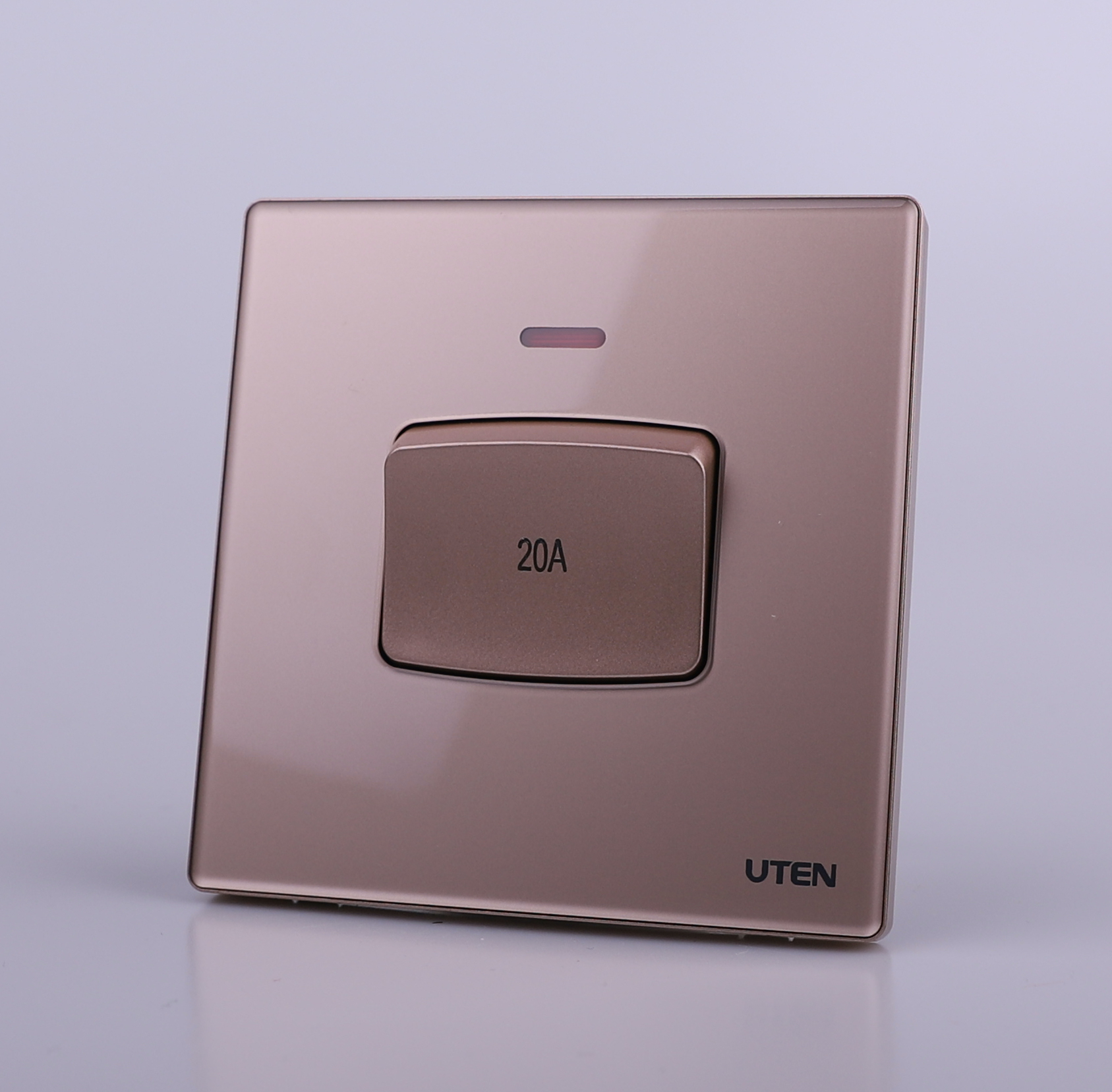 UTEN Z9 20A雙機開關連LED指示燈(灰色/金色)