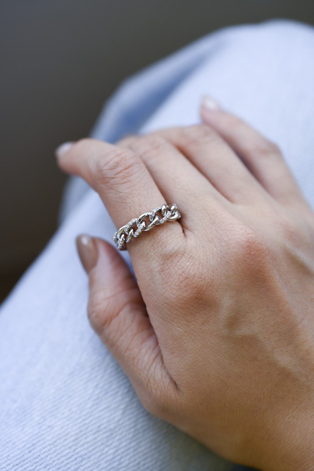 18K Hallow Cuban Chain Ring