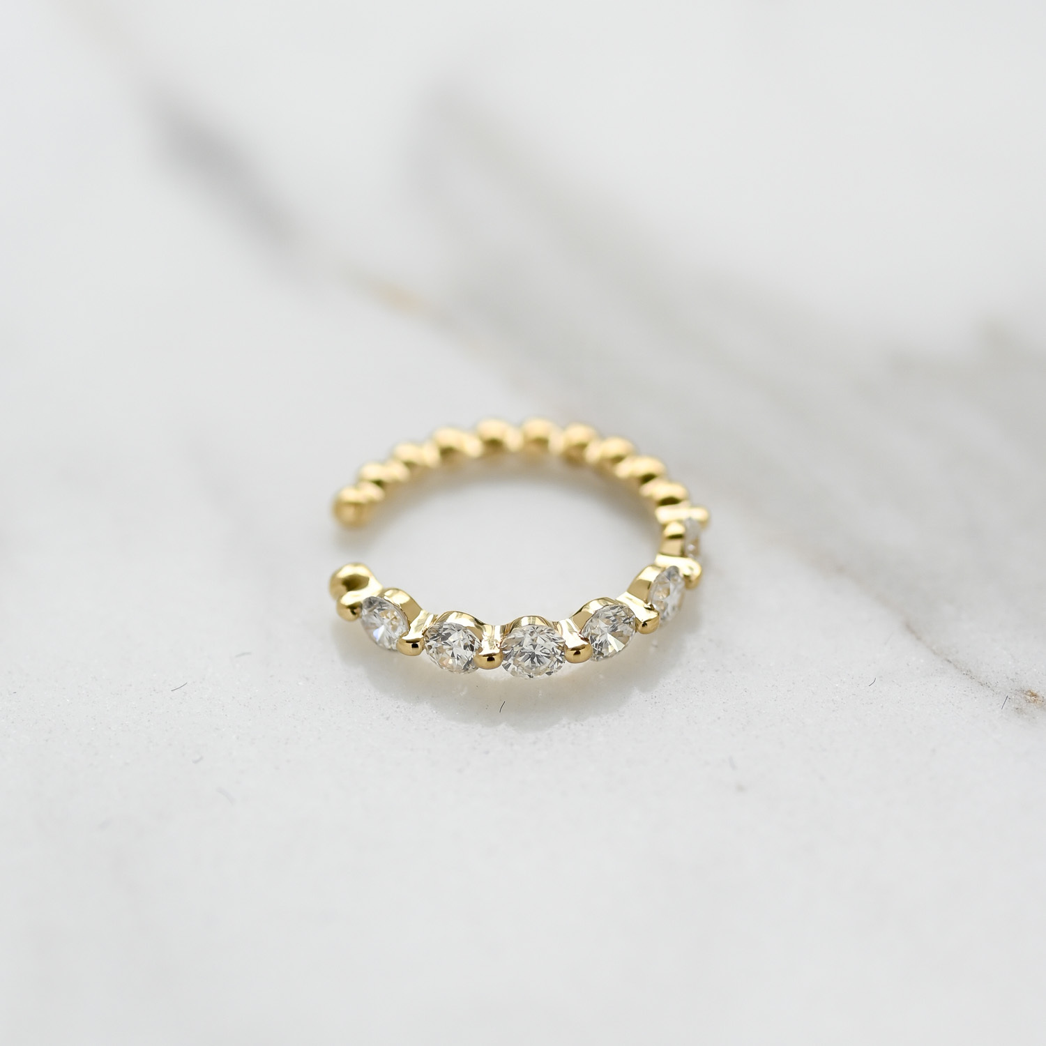 18K Single Prong Diamond Ear Cuff