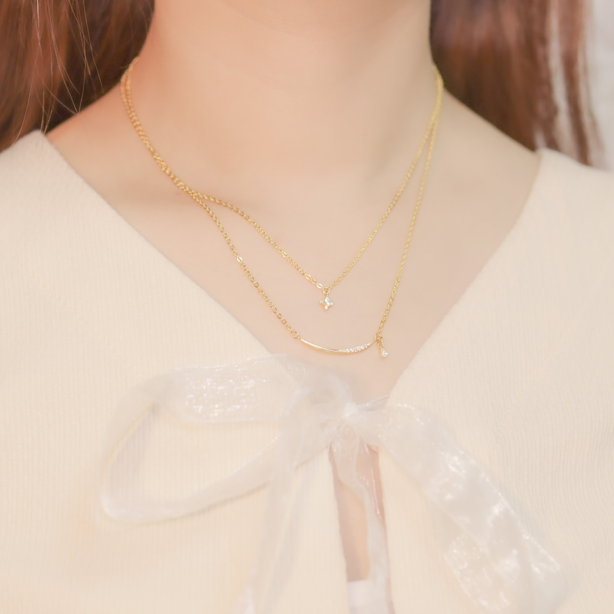 丨925銀丨 甜甜的笑雙層項鍊丨NE0073丨