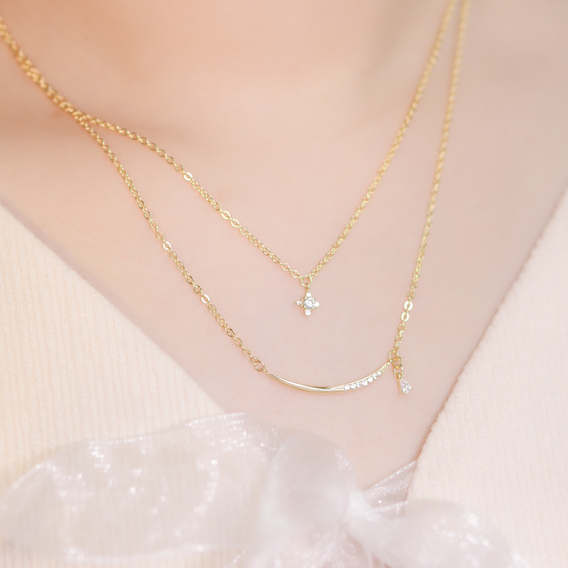 丨925銀丨 甜甜的笑雙層項鍊丨NE0073丨