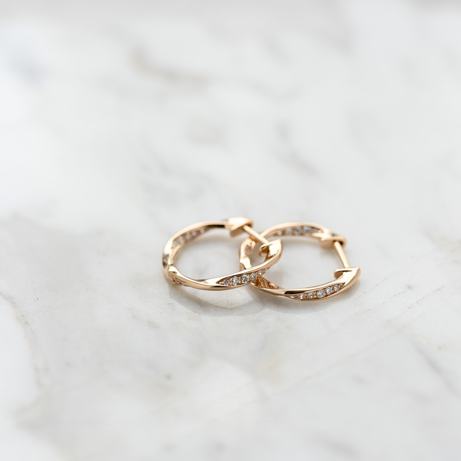 18K Twist Diamond Earring Hoop