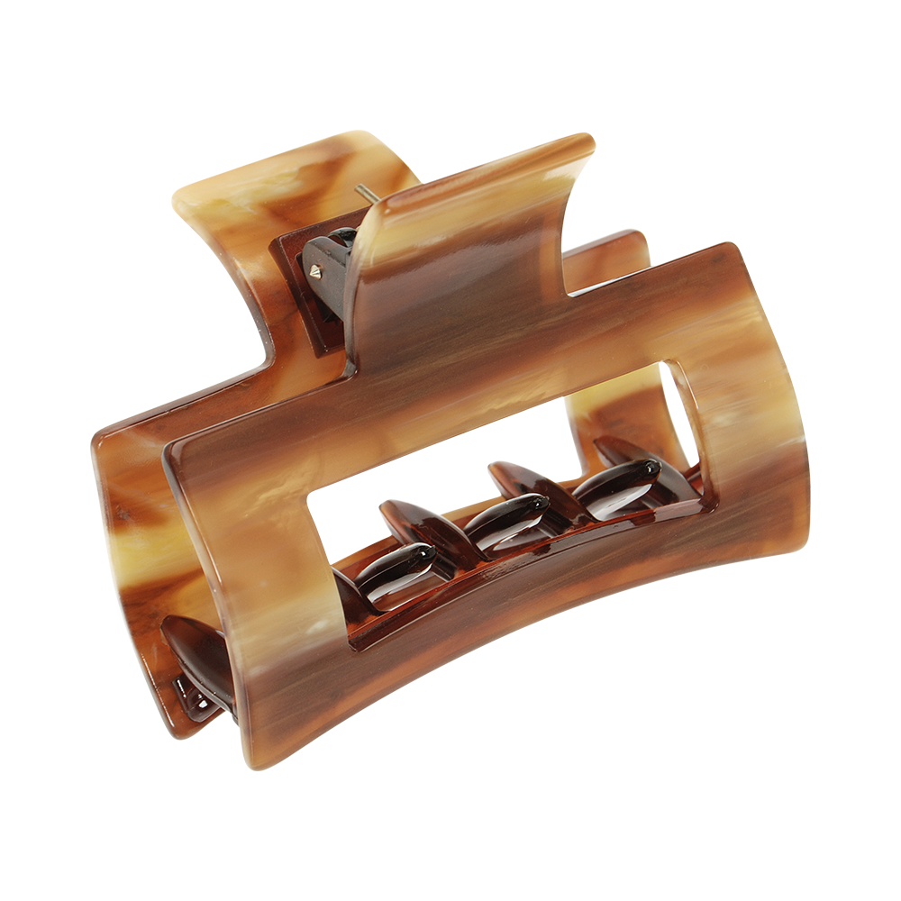 FRANCE LUXE 長方形簍空抓夾〈焦糖牛角〉