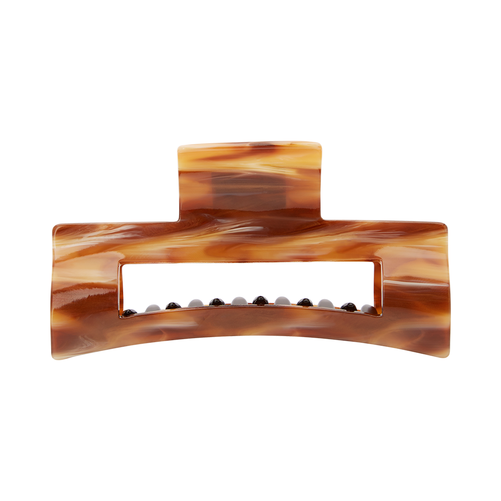 FRANCE LUXE 長方形簍空大抓夾〈焦糖牛角〉