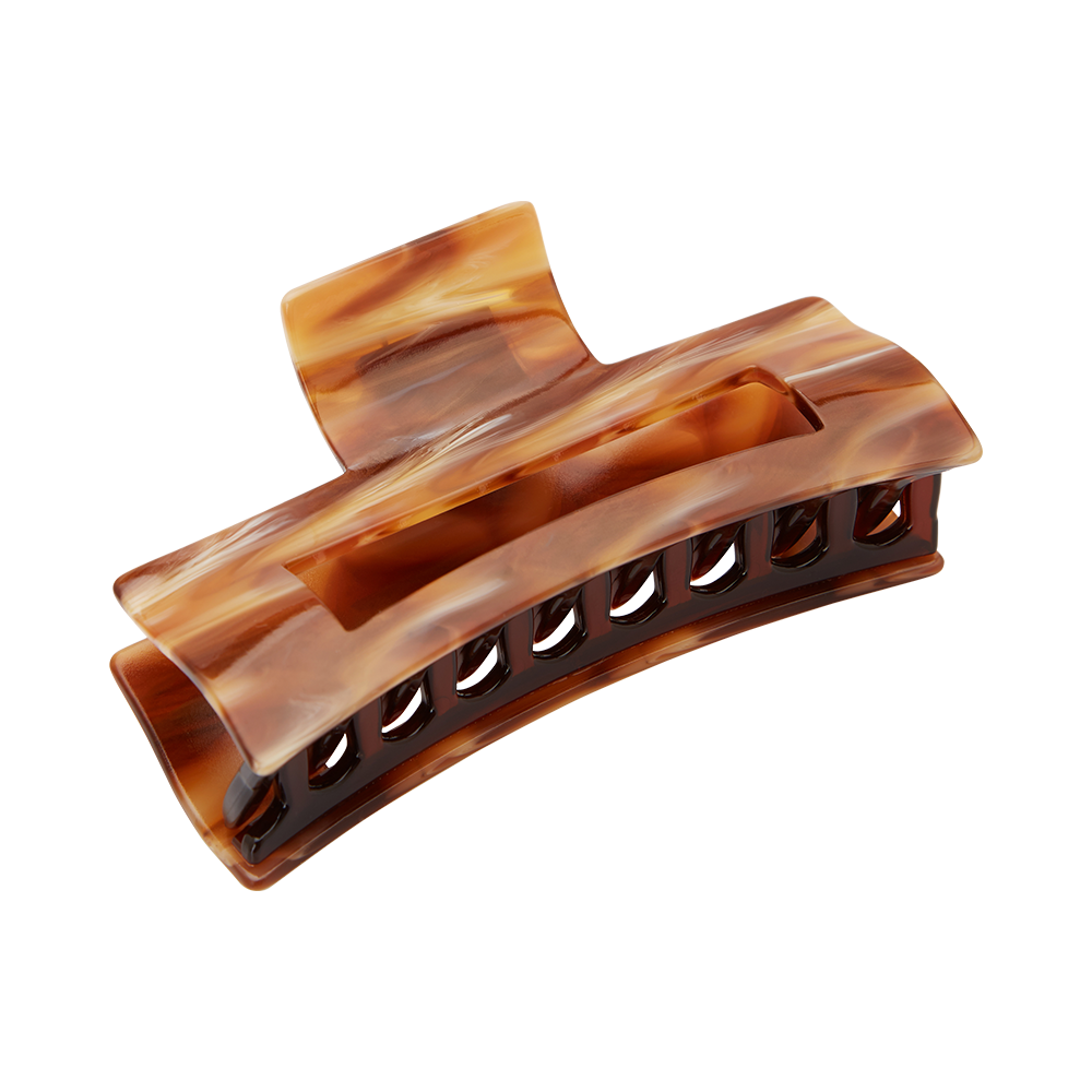 FRANCE LUXE 長方形簍空大抓夾〈焦糖牛角〉