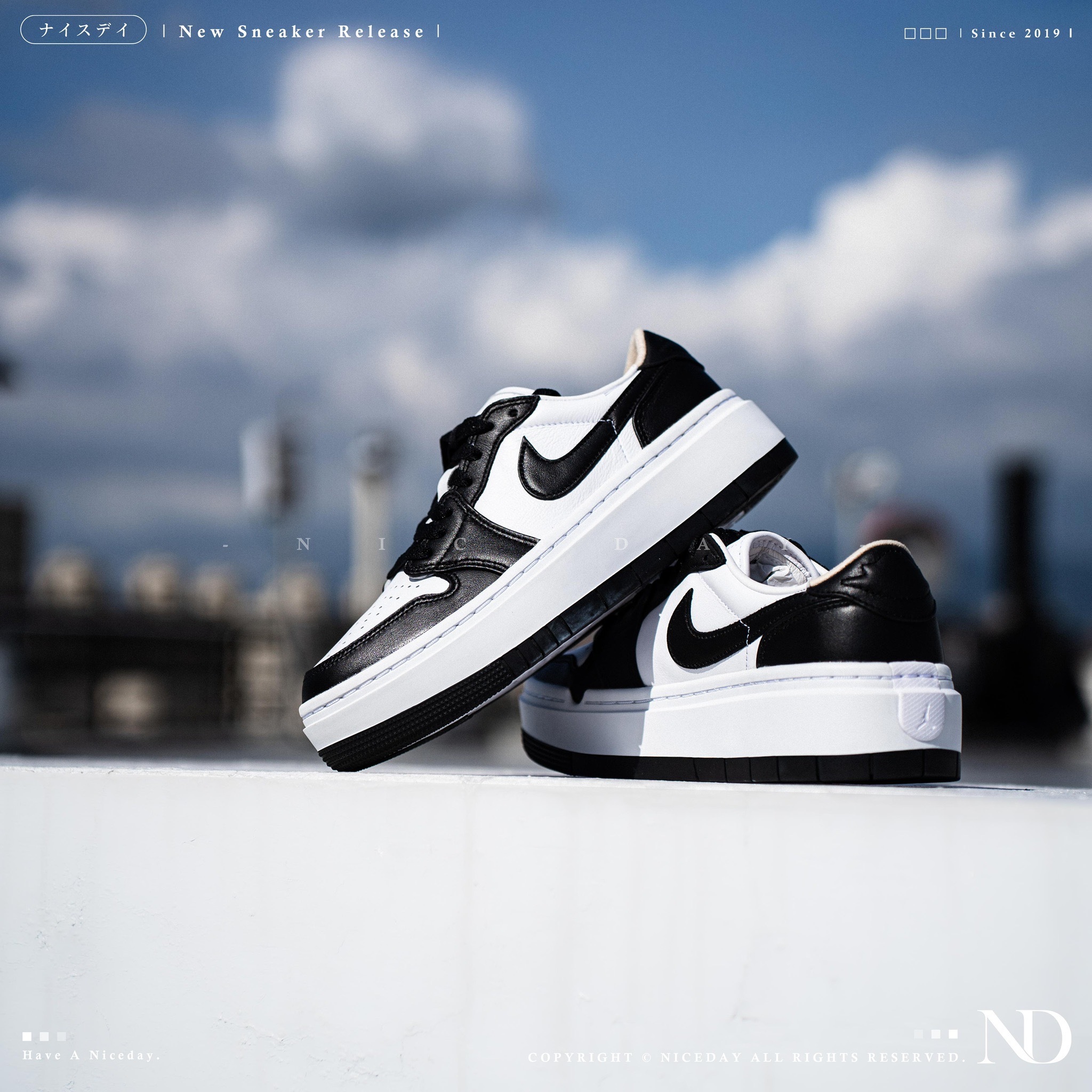 NICEDAY 現貨 Nike Air Jordan 1 ELEVATE LOW 厚底 黑白 熊貓 女款 增高 DH7004-109