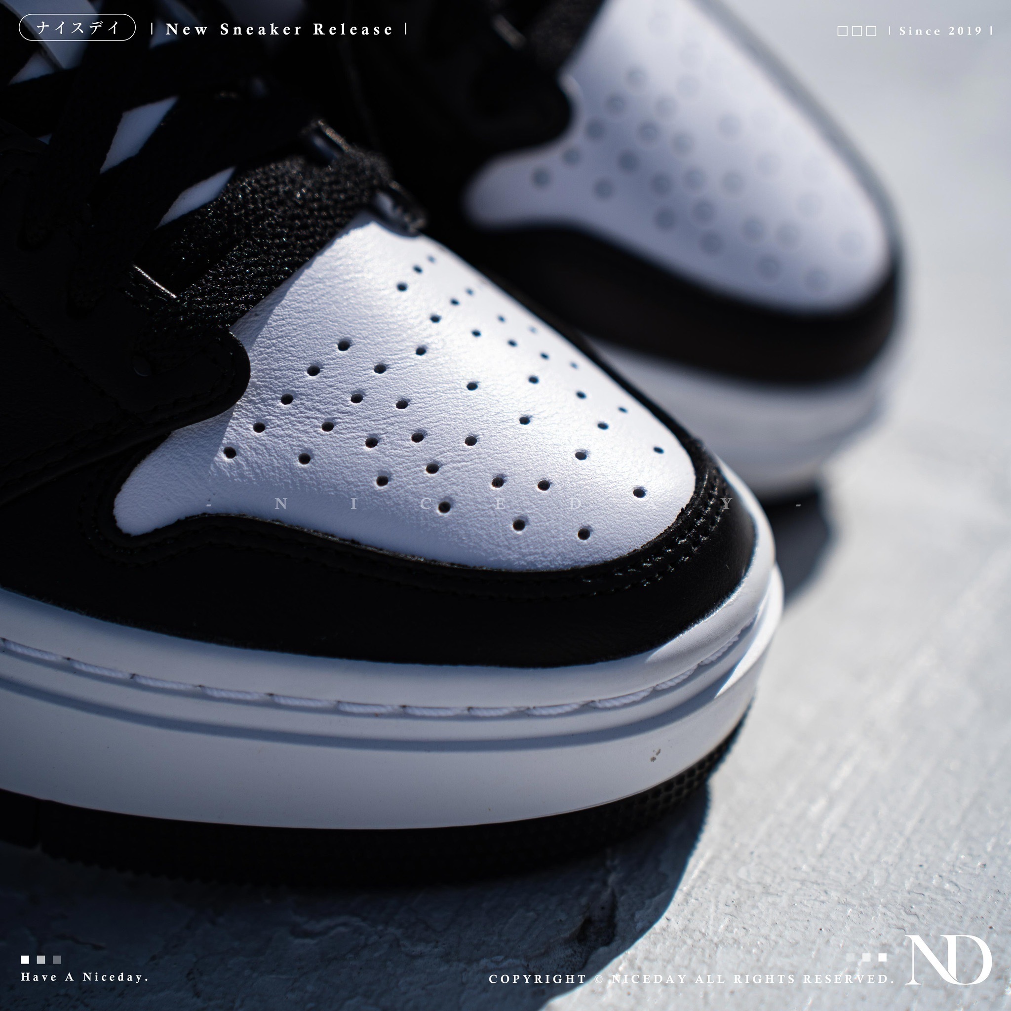 NICEDAY 現貨Nike Air Jordan 1 ELEVATE LOW 厚底黑白熊貓女款增高