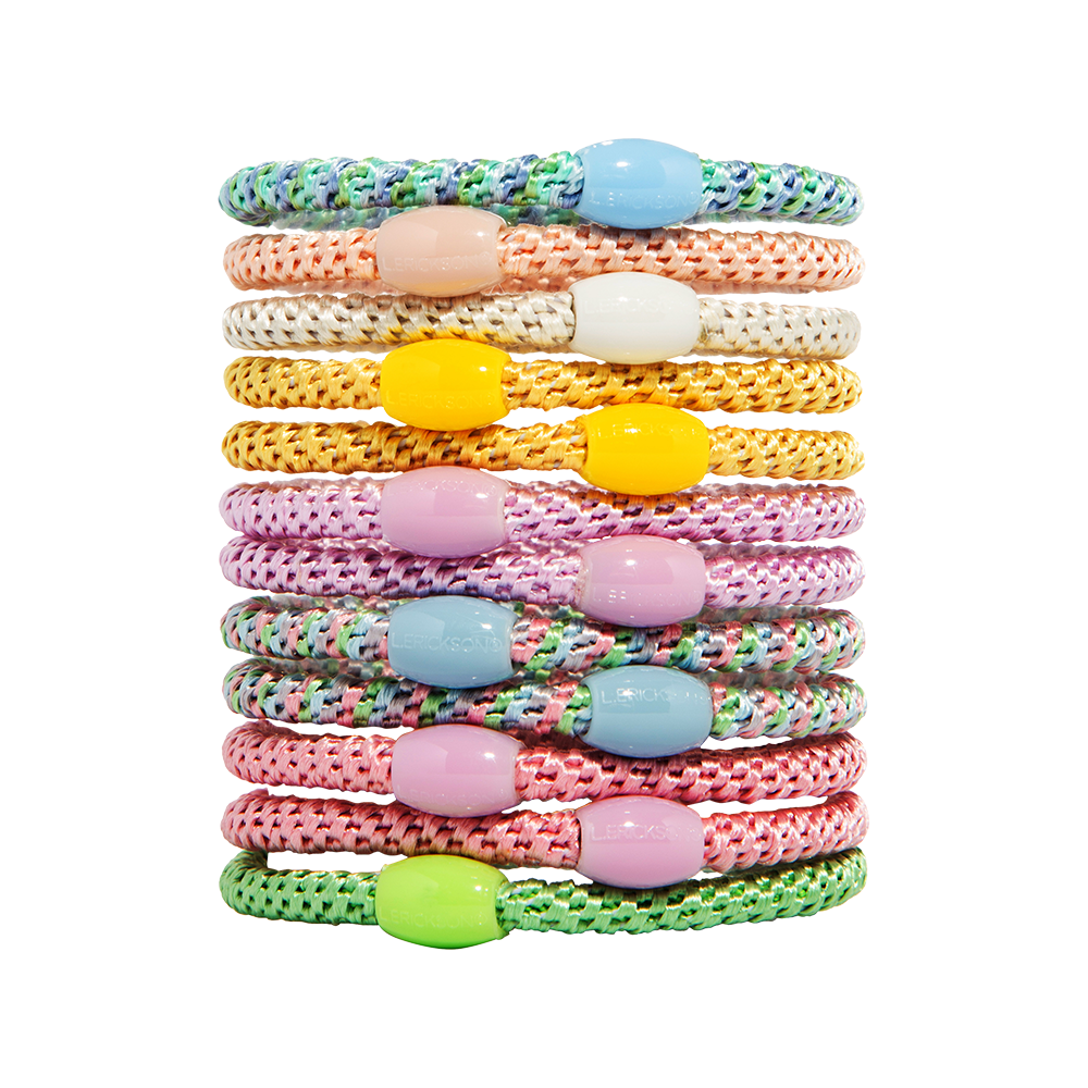 L. ERICKSON 彈力髮圈12入-細版〈糖果粉〉