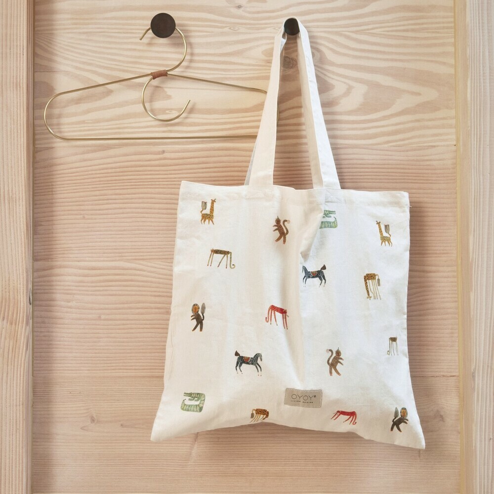 OYOY Tote 托特純棉手提袋 - 動物派對 / 香草白