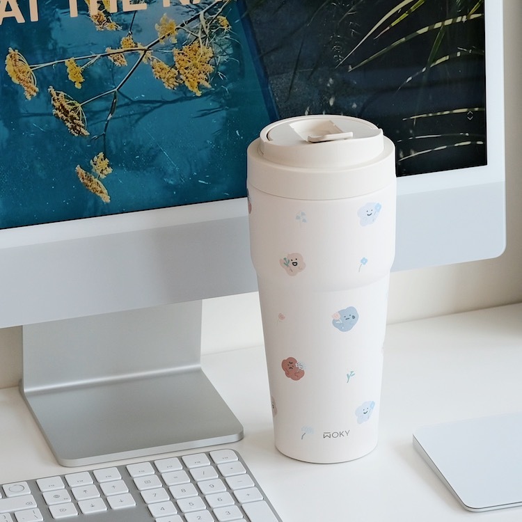 WOKY 聯名 渾圓杯 附吸管 小花喜怒哀樂 770ml 保溫瓶 飲料杯