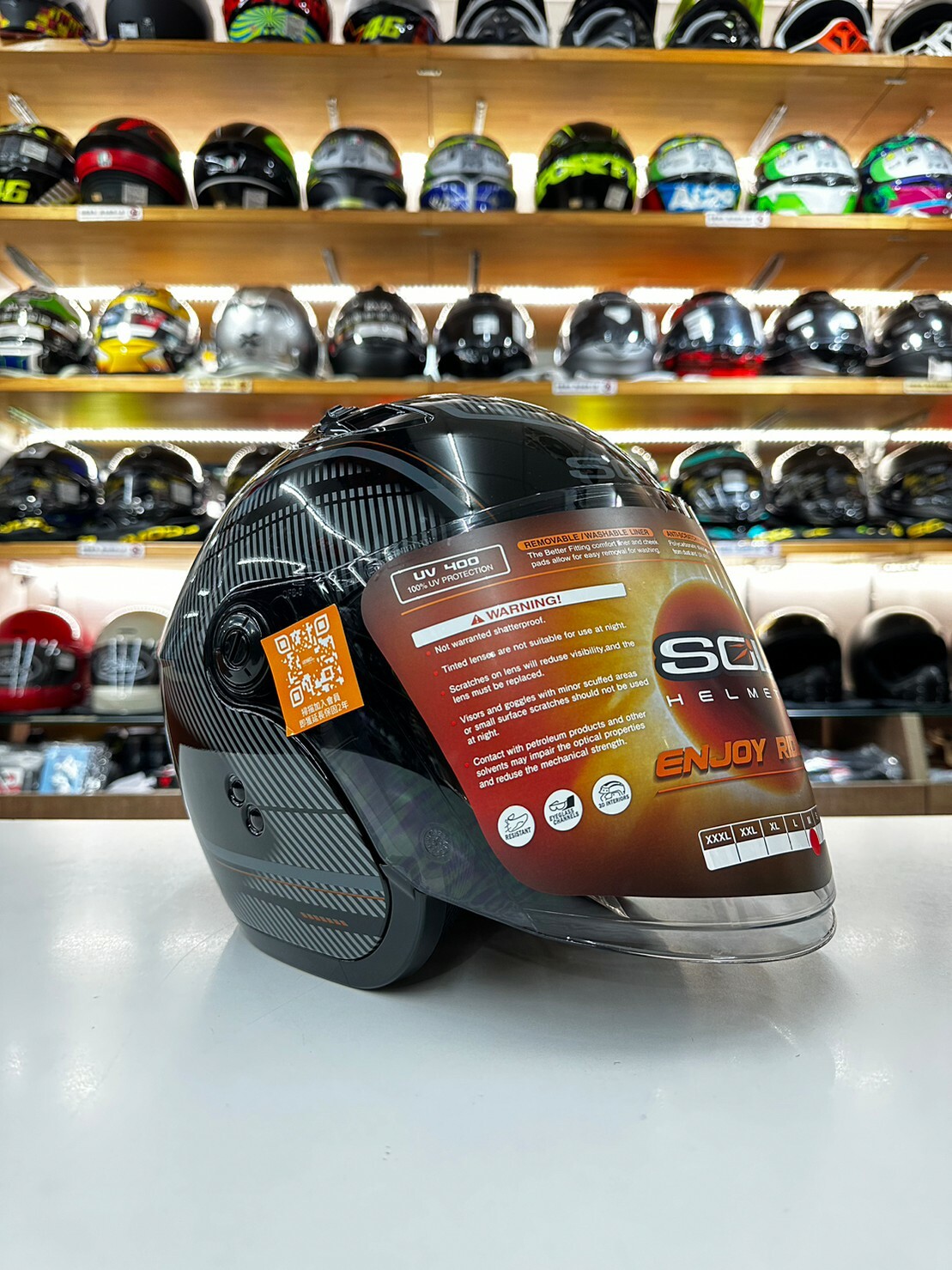 SOL SO-12 彩繪 極光 黑/橘 3/4罩