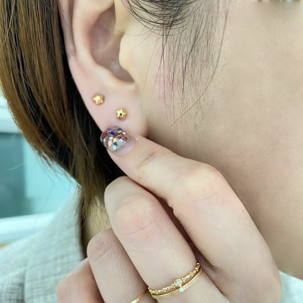 【me.luxe】K18星星耳環4mm/5mm