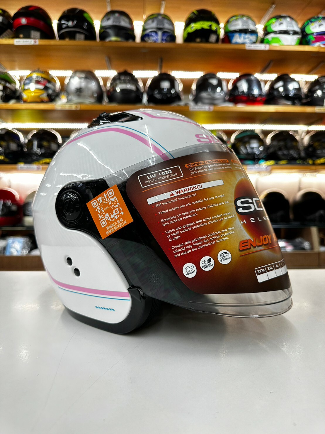 SOL SO-12 彩繪 極光 白/粉 3/4罩