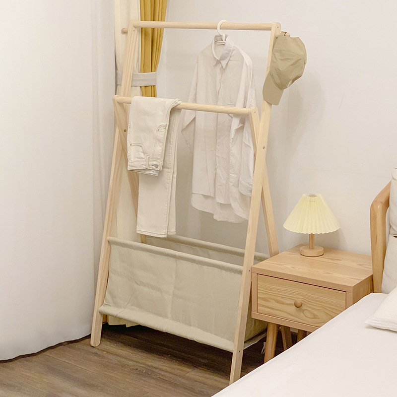 《2708》簡約全實木落地布套收納衣帽架
