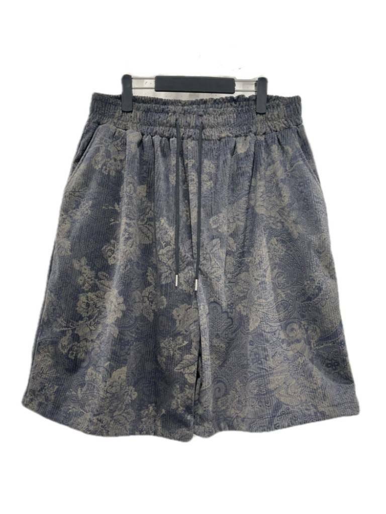 佩斯利天鵝絨立體雕花短褲