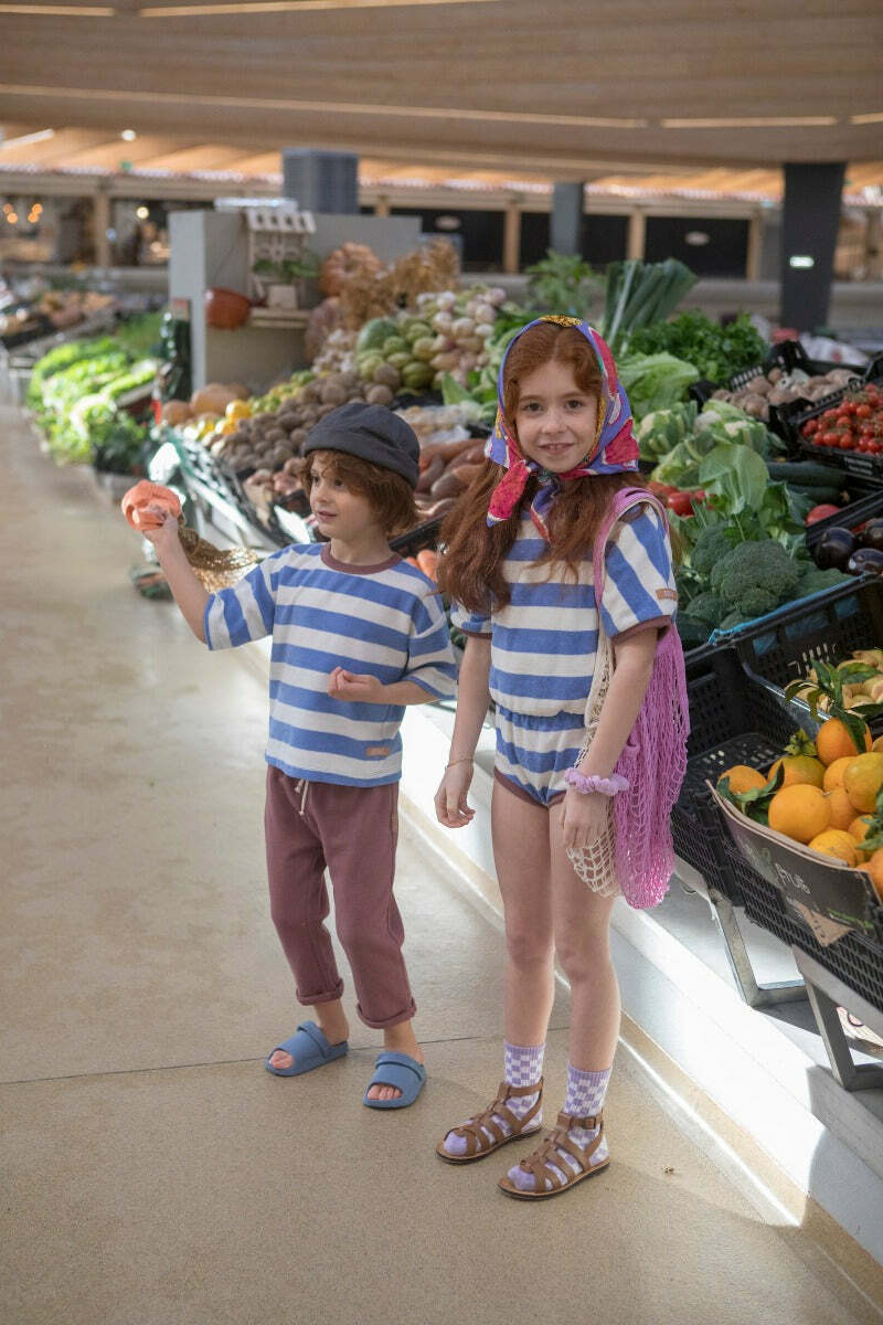 葡萄牙Bootani 有機毛巾布條紋上衣 - Blue Stripes