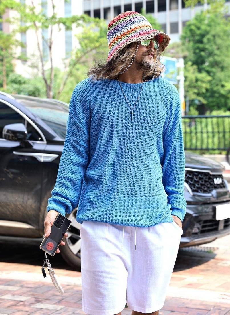 Moment華夫格透視針織衫上衣