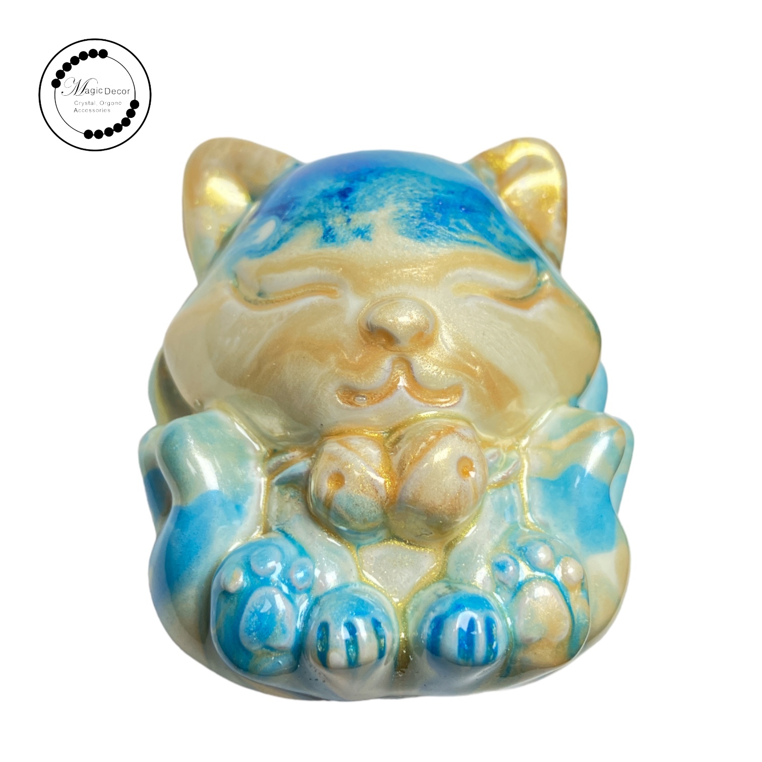 260211 - G68 大漆工藝九尾狐擺件（藍色/黃）